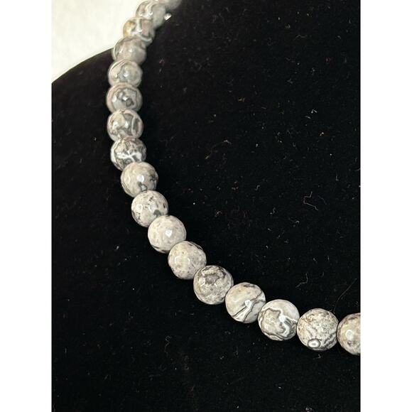 Handmade Gray Picasso Jasper Necklace, Adjustable, With a Silver Extender - Picture 3 of 6